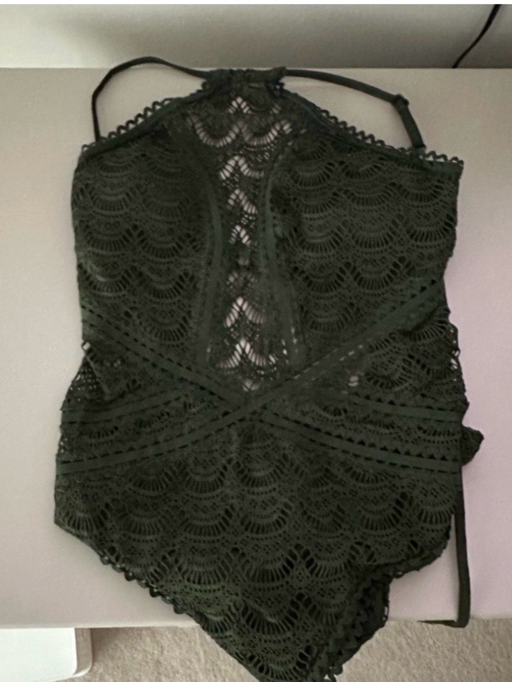 BECCA Olive Green Crochet One-Piece Swimsuit - Picture 5 of 5